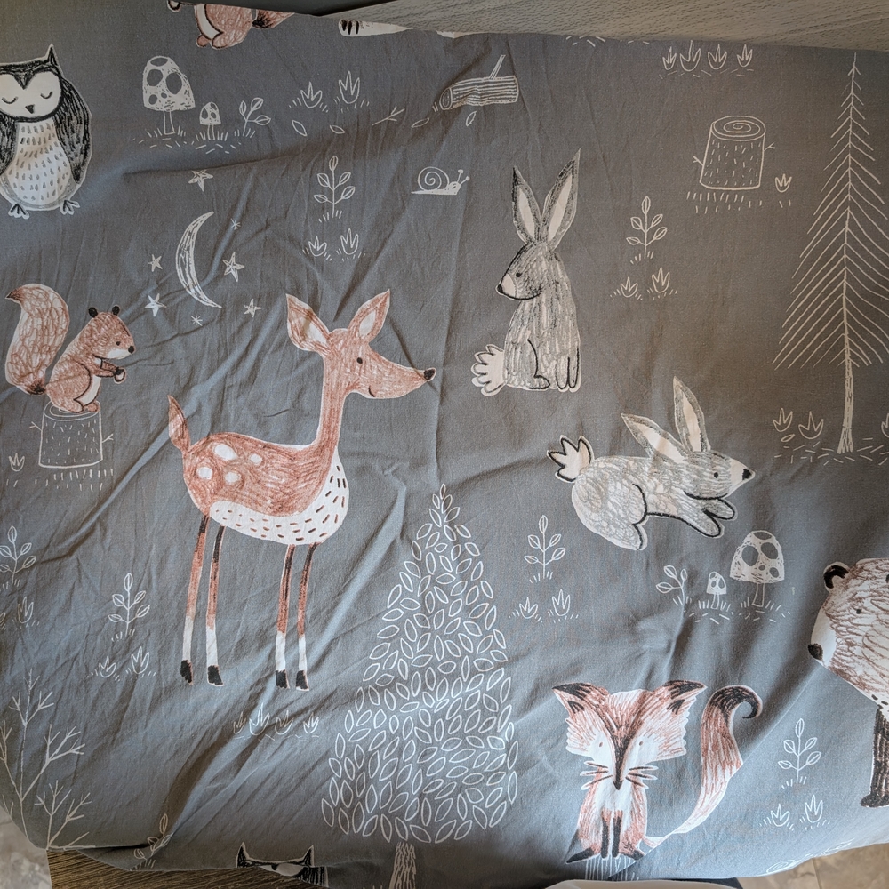 Charming Woodland Animal Duvet Cover in Gray